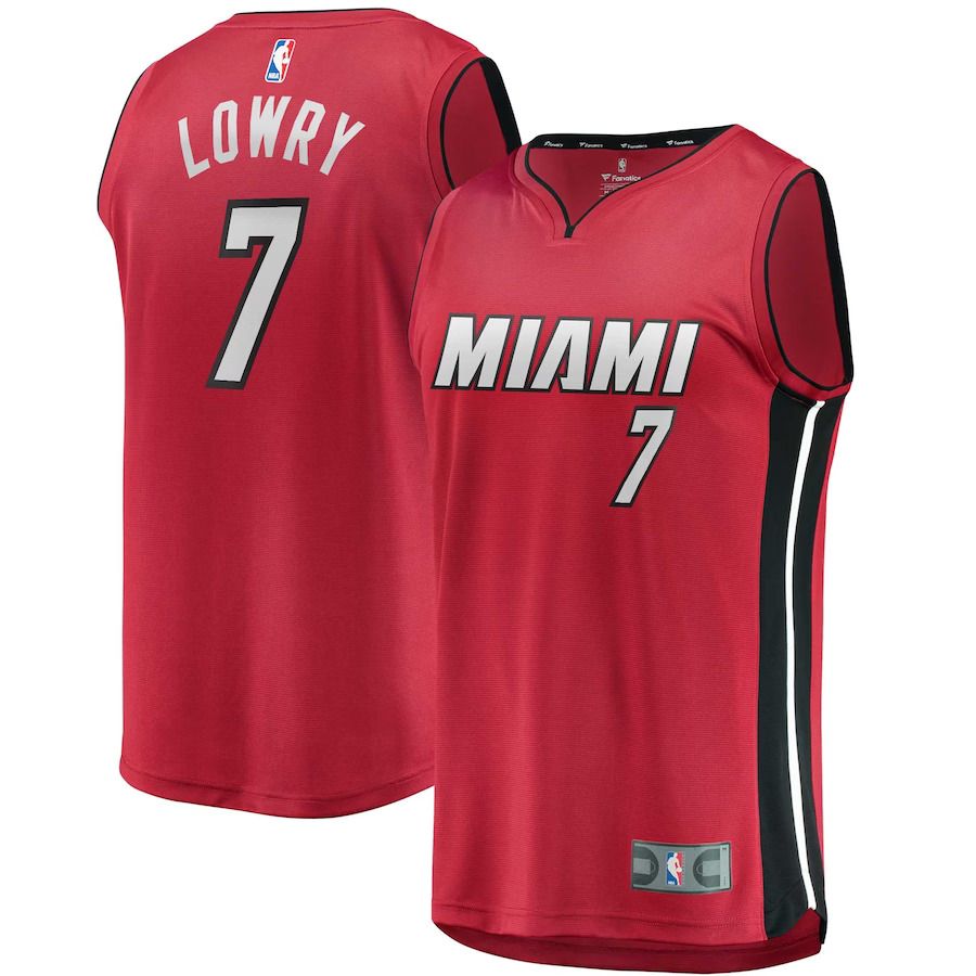 Men Miami Heat 7 Kyle Lowry Fanatics Branded Red 2022-23 Fast Break Replica NBA Jersey